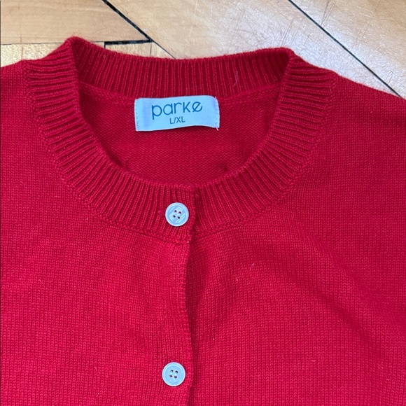 PARKE Cherry Red Button-Up Cardigan - Picture 2 of 3